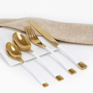 Cubiertos C26-WOG Oro/Blanco Set 4pz (Acero Inoxidable)