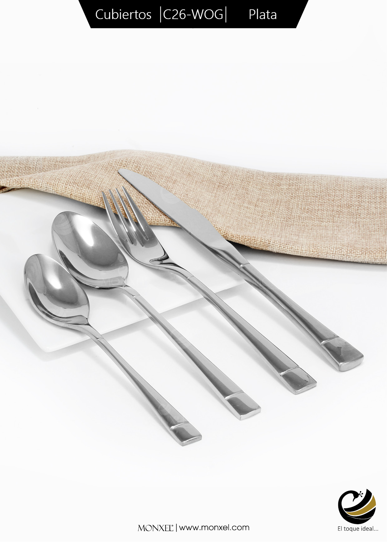 Cubiertos C26-WOG Plata Set 4pz (Acero Inoxidable)