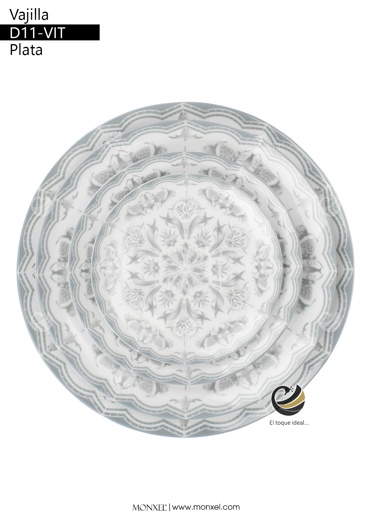 Vajilla D11-VIT Plata (Porcelana)
