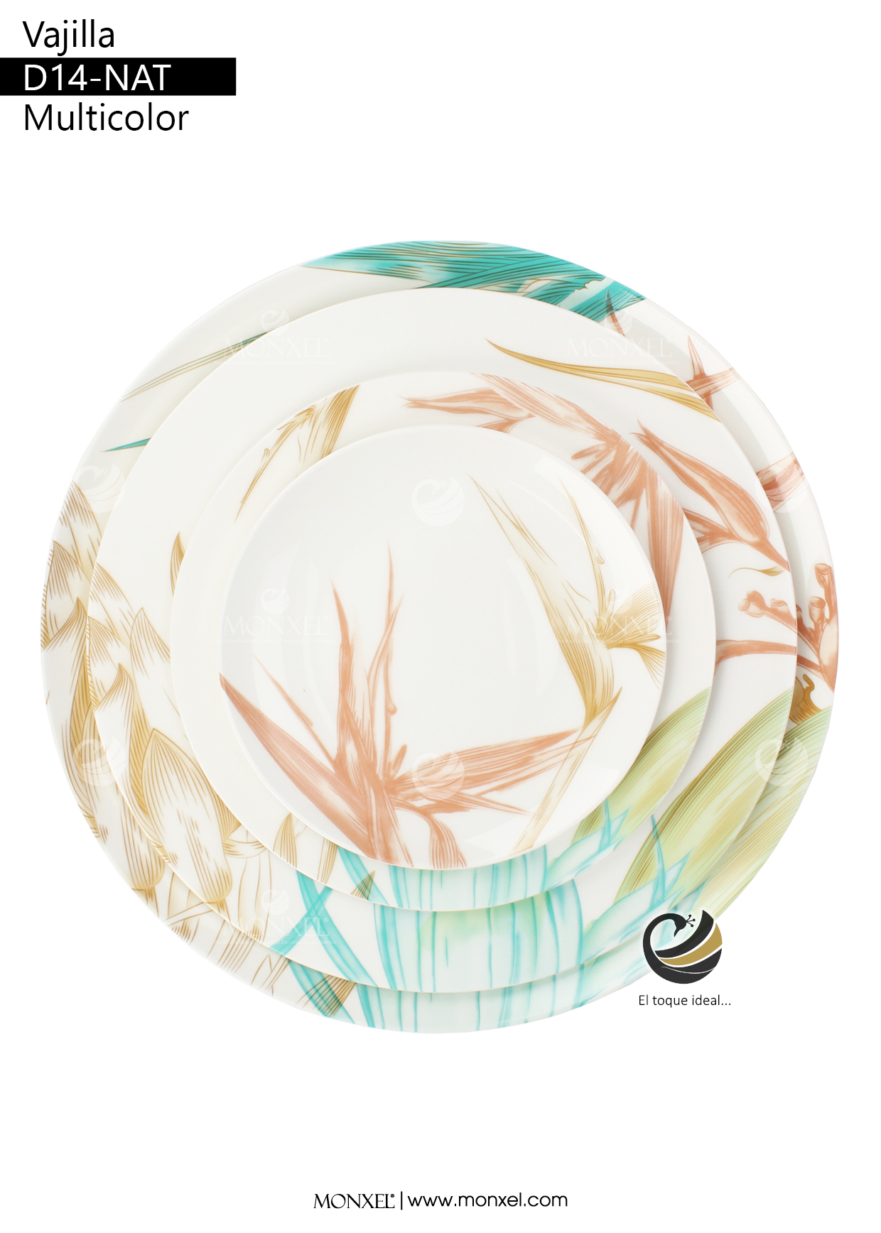 Vajilla D14-NAT Multicolor (Porcelana)