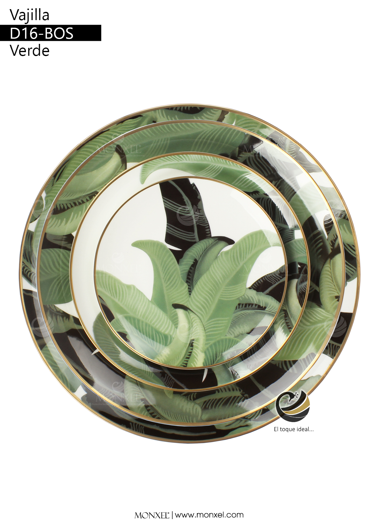Vajilla D16-BOS Verde (Porcelana)