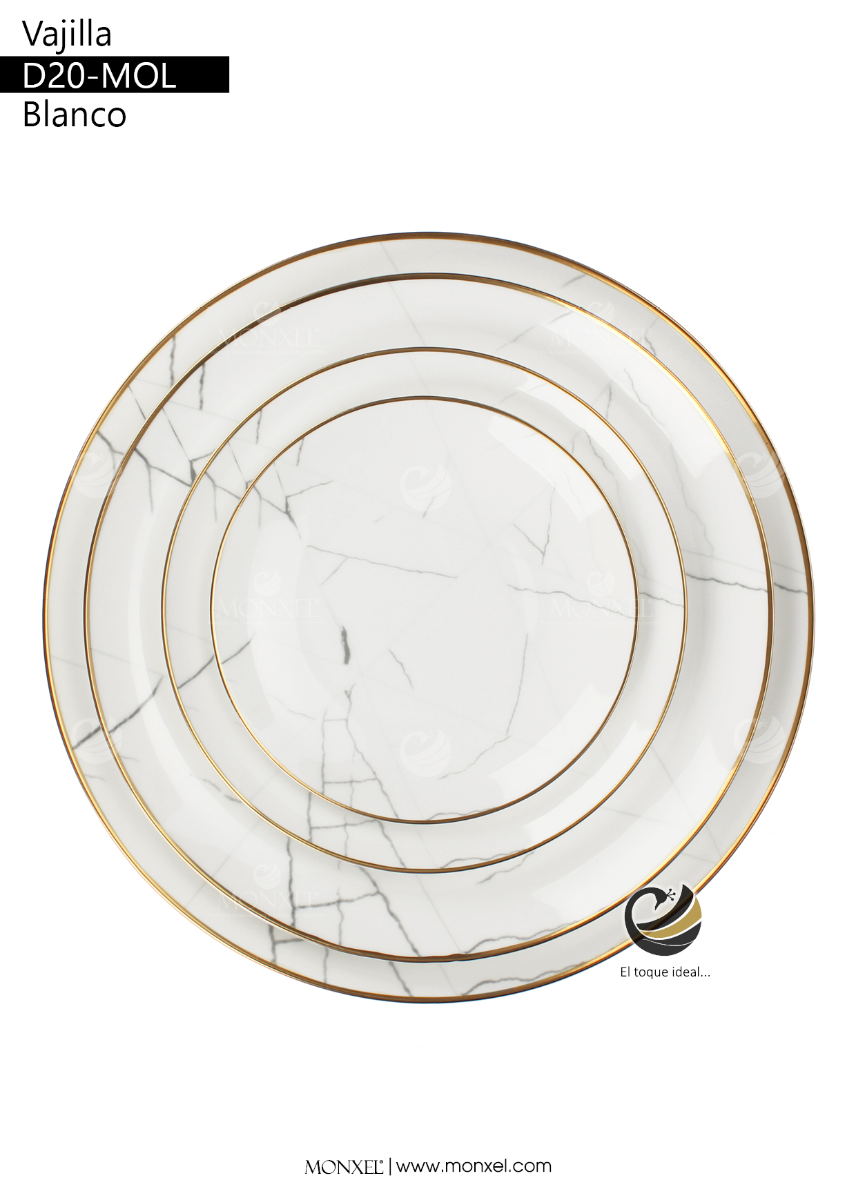 Vajilla D20-MOL Blanco (Porcelana)