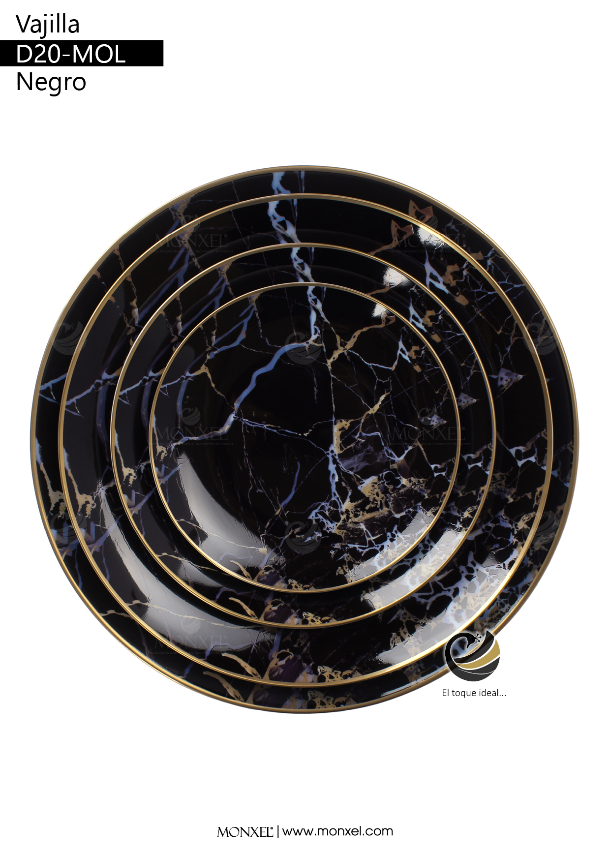 Vajilla D20-MOL Negro (Porcelana)