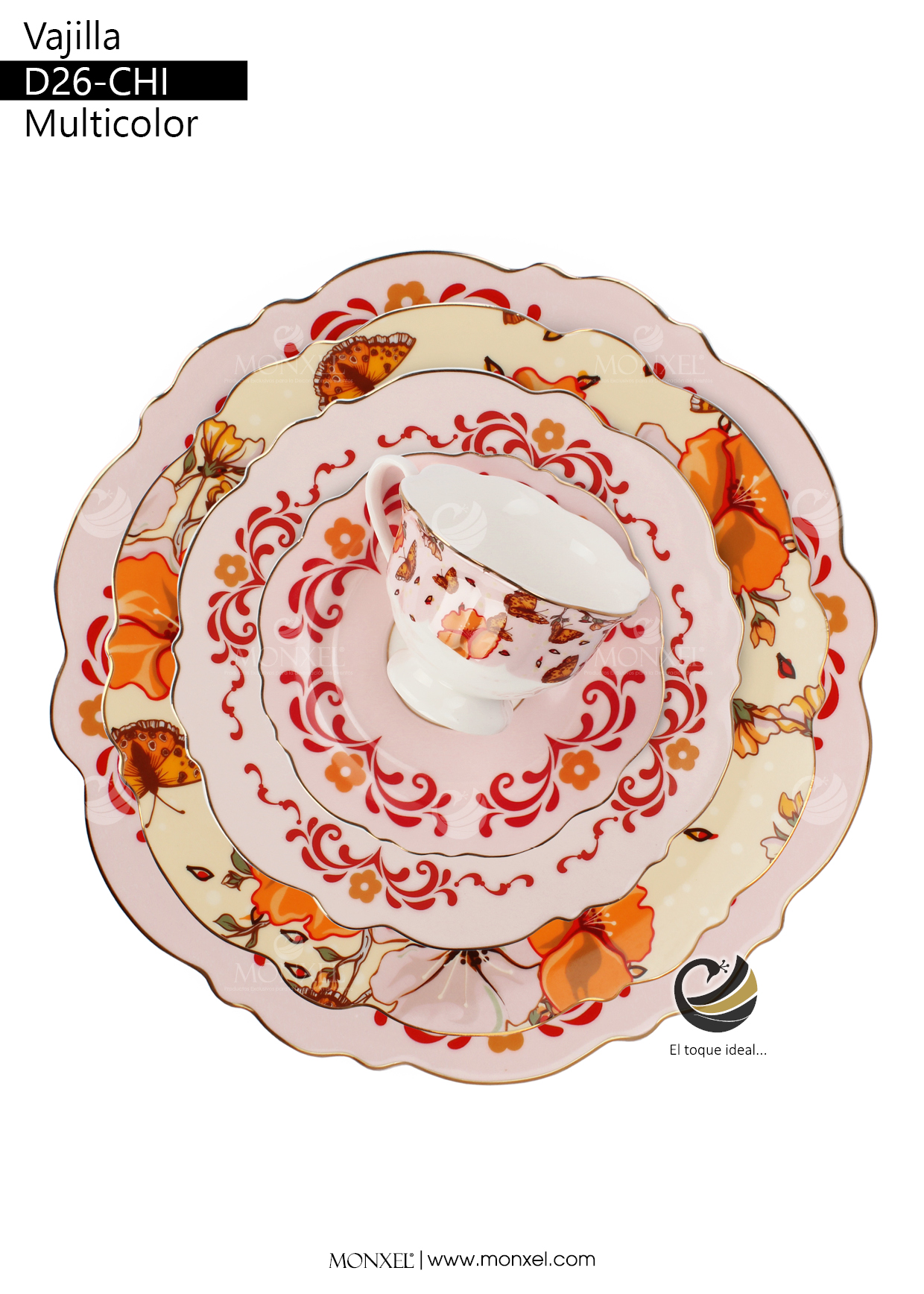 Vajilla D26-CHI Multicolor (Porcelana)