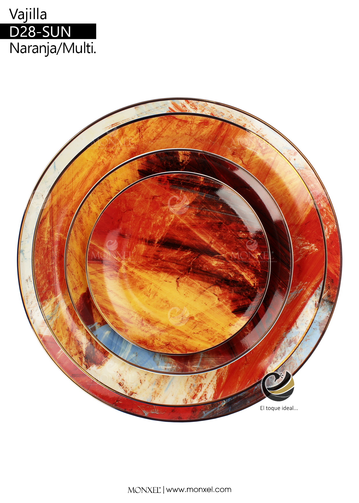 Vajilla D28-SUN Naranja Multicolor (Porcelana)