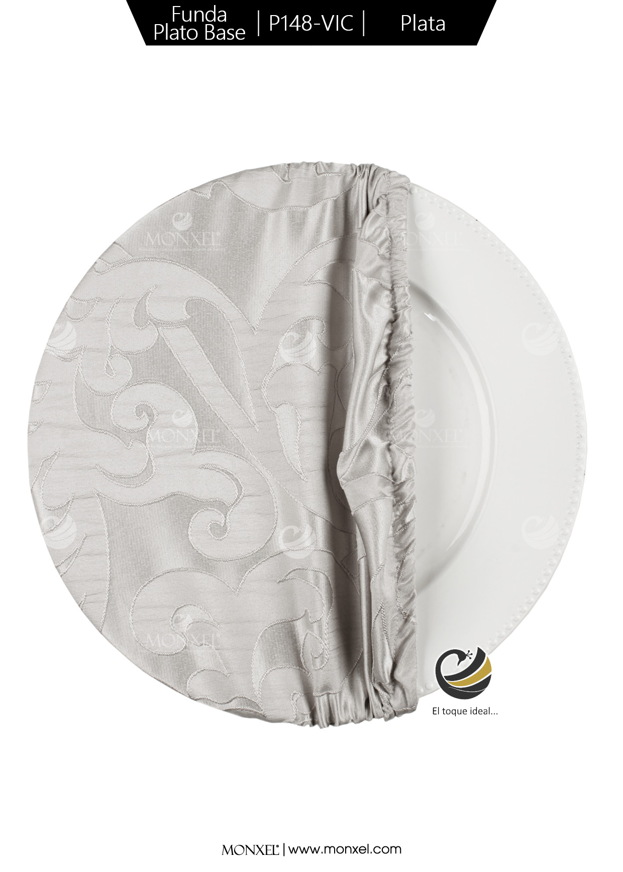 Funda Plato Base P148-VIC Plata 40 cm. (Textil)