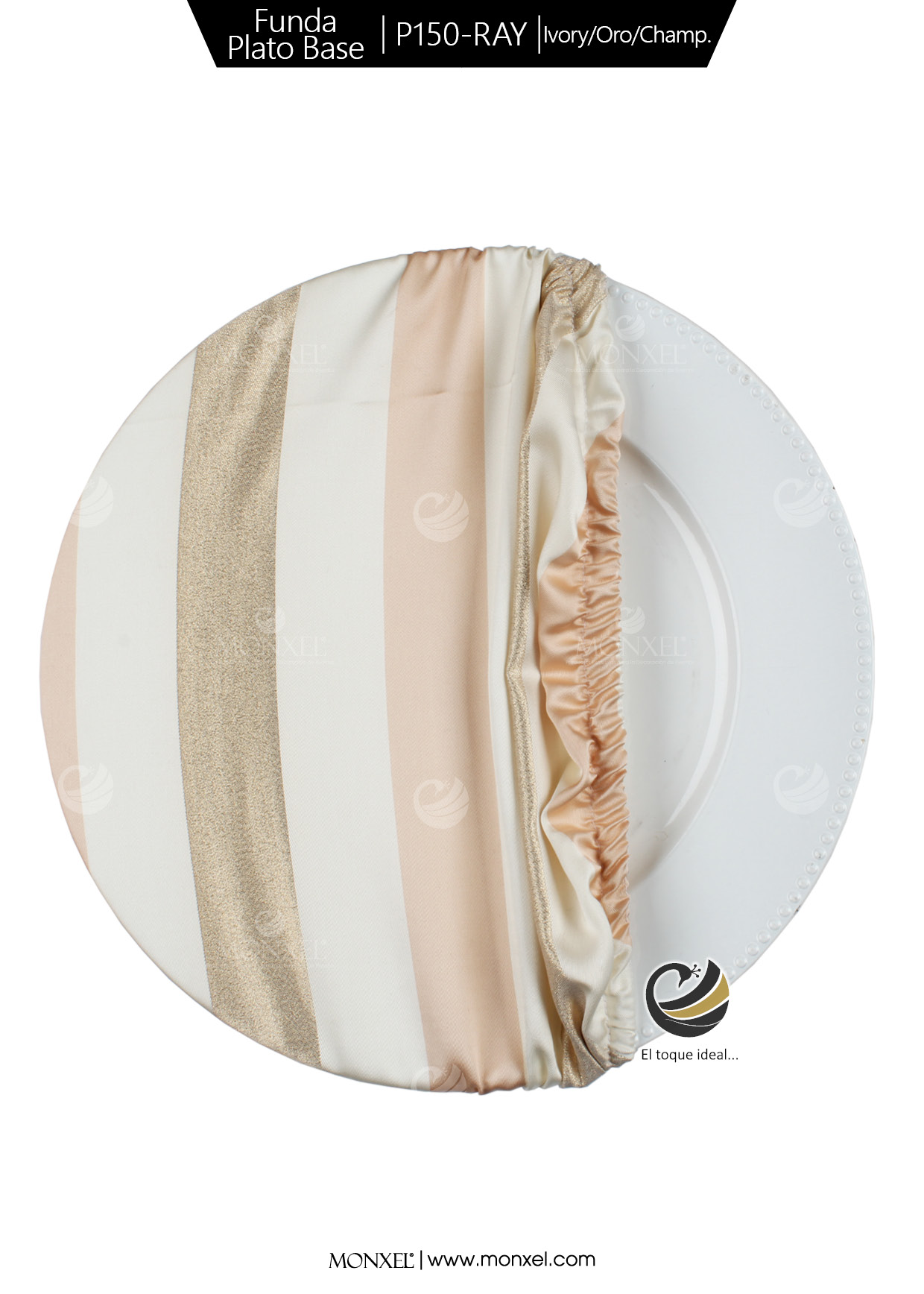 Funda Plato Base P150-RAY Ivoy/Oro/Champagne 40 cm. (Textil)