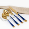 Cubiertos C26-WOG Oro/Azul Set 4pz (Acero Inoxidable)