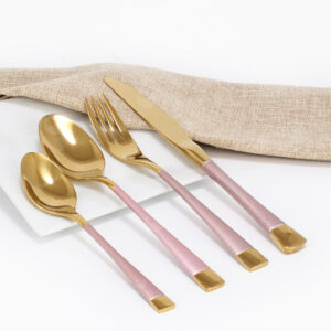 Cubiertos C26-WOG Oro/Rosa Set 4pz (Acero Inoxidable)