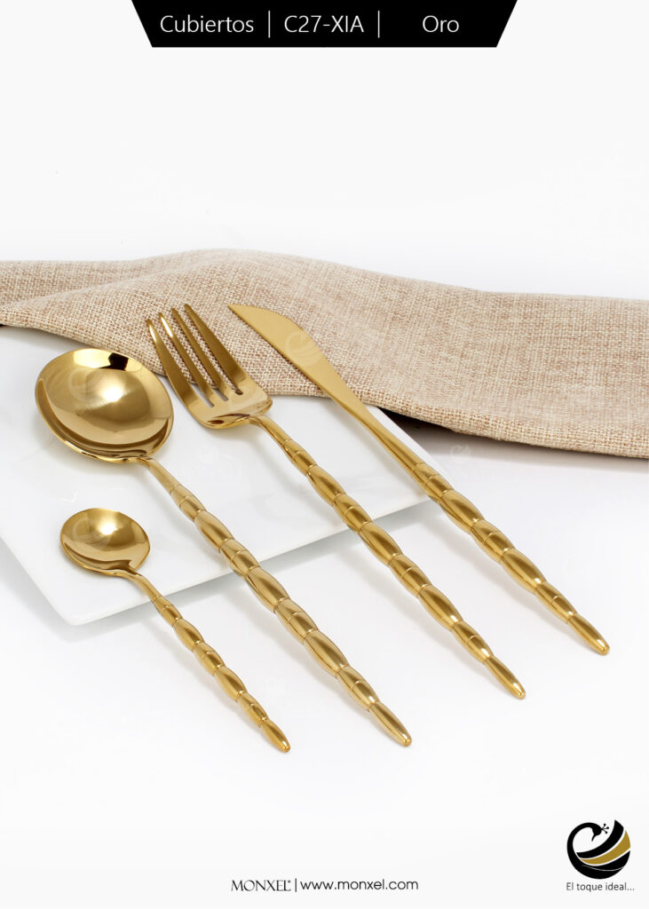 Obtén el mejor precio ¡contáctanos!
Set 4pz (Cuchillo, Tenedor, Cuchara sopa, Cuchara postre)
Material: Acero Inoxidable 304
Color: Oro
Pintura: Recubrimiento PVD a base de vapor con pulido de espejo.
Nota: Las imágenes mostradas en está página pueden tener algún cambio con el producto físico, debido a los diferentes dispositivos en que se vean, así como a los nuevos lotes de llegada de cada producto.
Los precios y disponibilidad mostrados en está página son sujetos a cambios sin previo aviso
