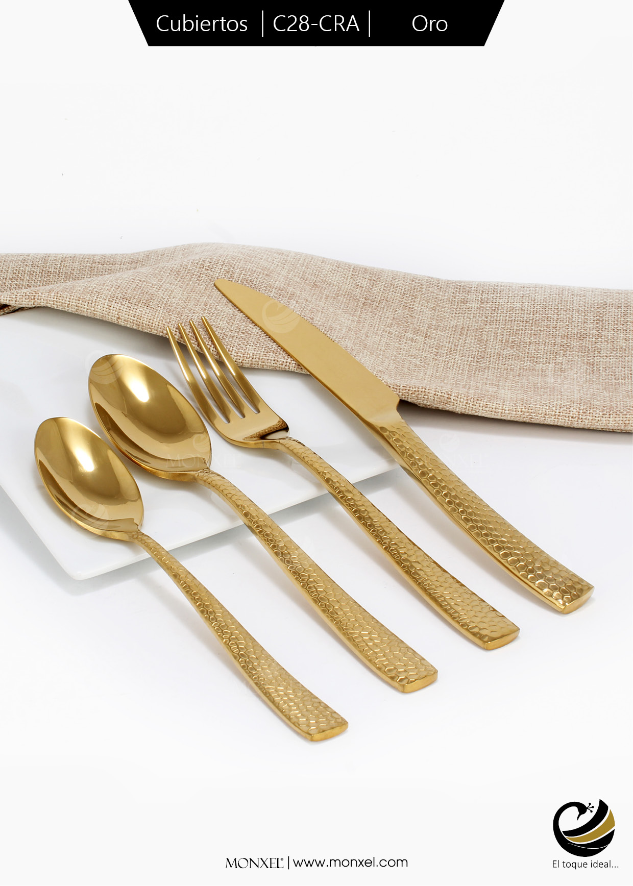 Cubiertos C28-CRA Oro Set 4pz (Acero Inoxidable)