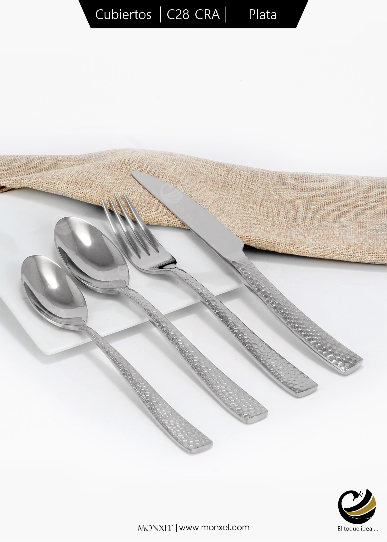Cubiertos C28-CRA Plata Set 4pz (Acero Inoxidable)