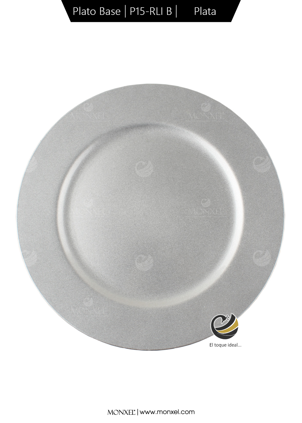Plato Base P15-RLI B Plata2 33 cm. (Polipropileno)