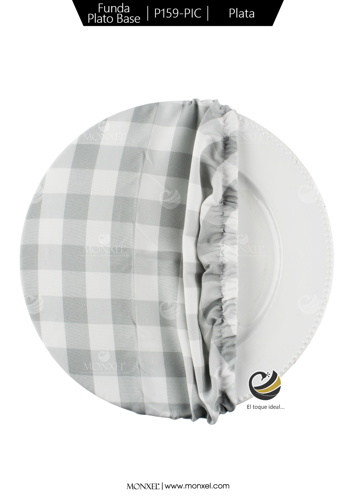 Funda Plato Base P159-PIC Plata 40 cm. (Textil)