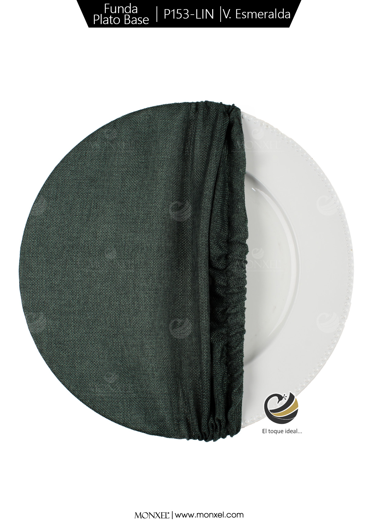 Funda Plato Base P153-LIN Verde Esmeralda 40 cm. (Textil)