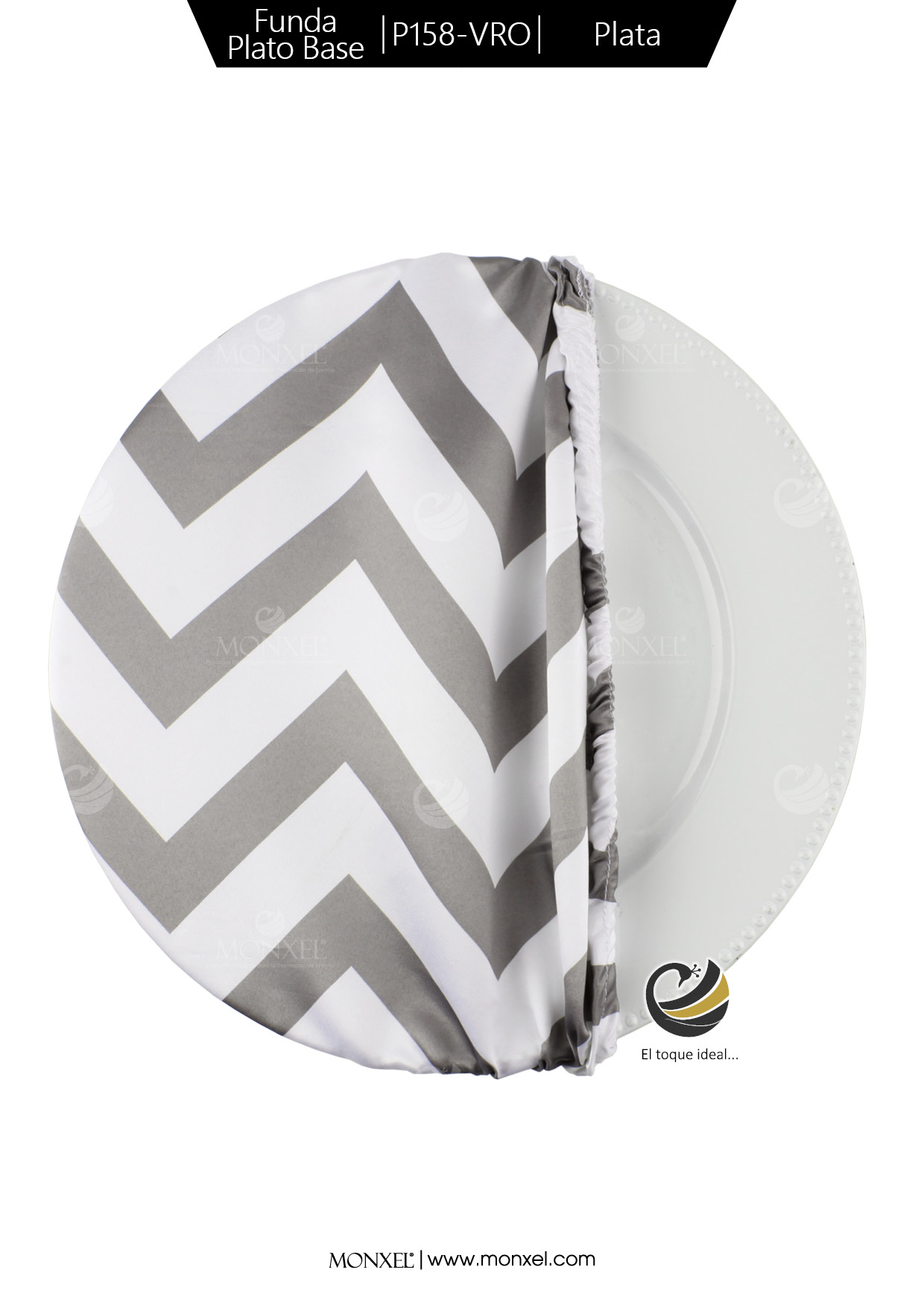 Funda Plato Base P158-VRO Plata 40 cm. (Textil)