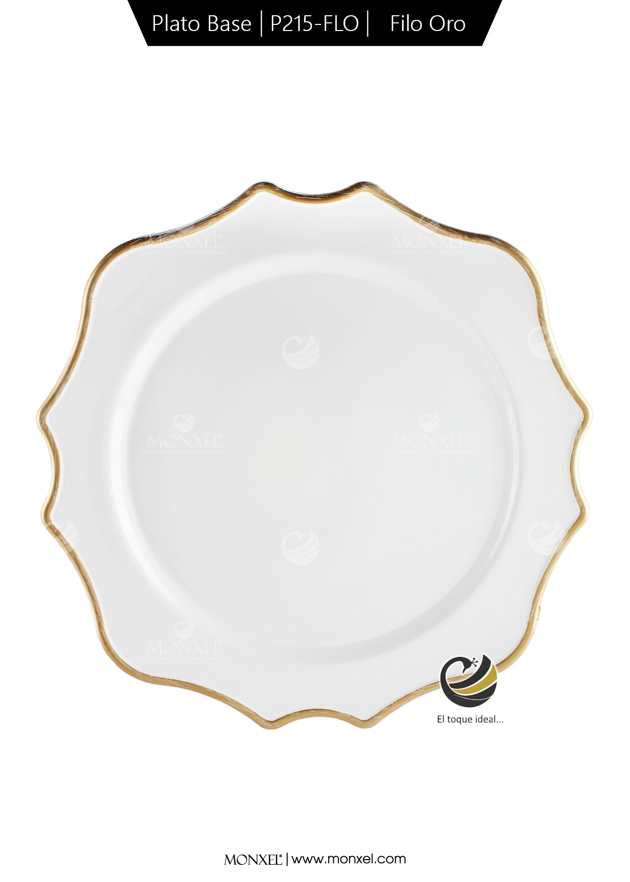 Plato Base P215-FLO Filo Oro 33 cm. (Polipropileno)