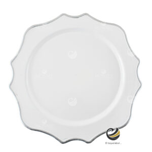 Plato Base P215-FLO Filo Plata 33 cm. (Polipropileno)