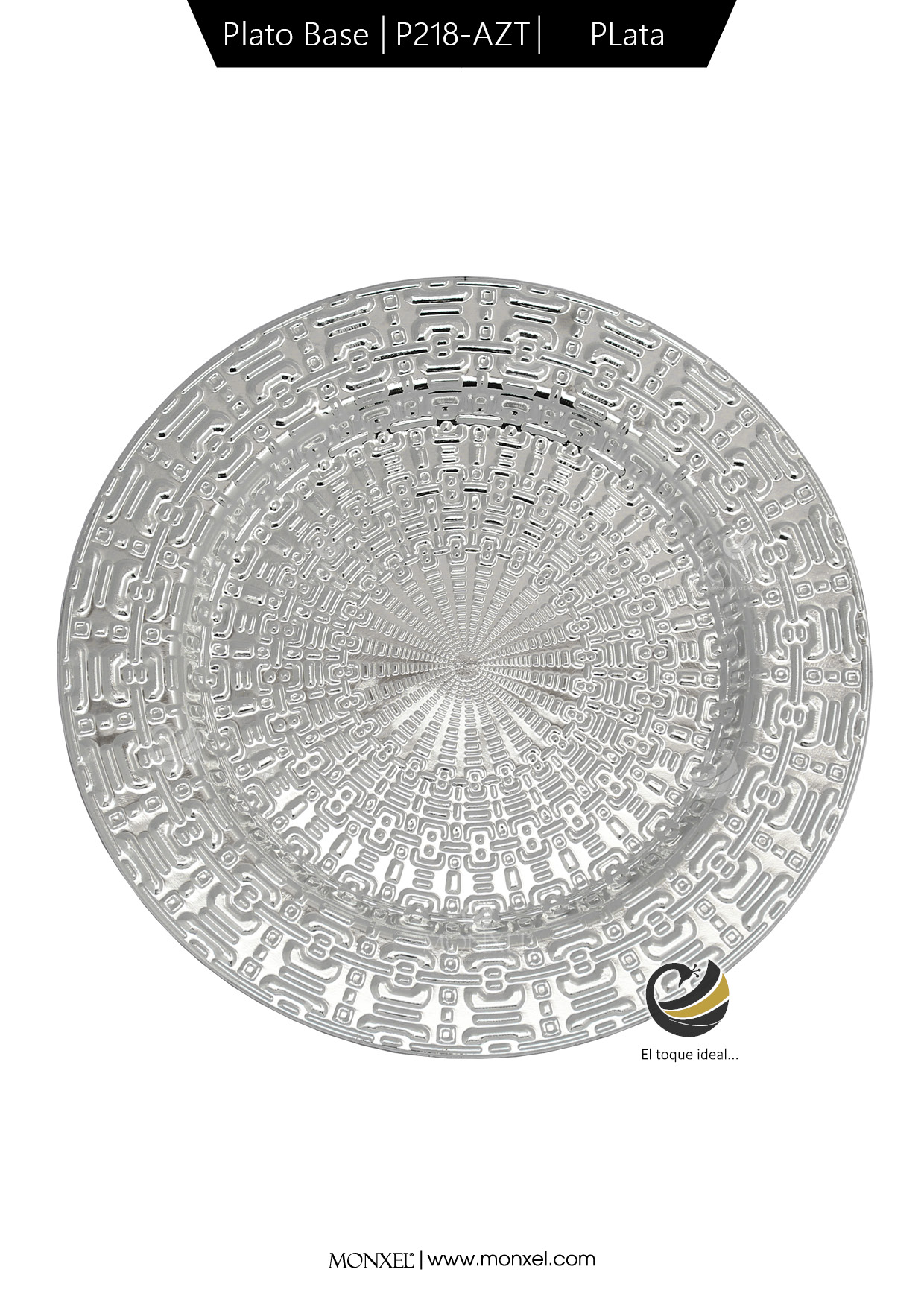 Plato Base P218-AZT Plata 33 cm. (Polipropileno)