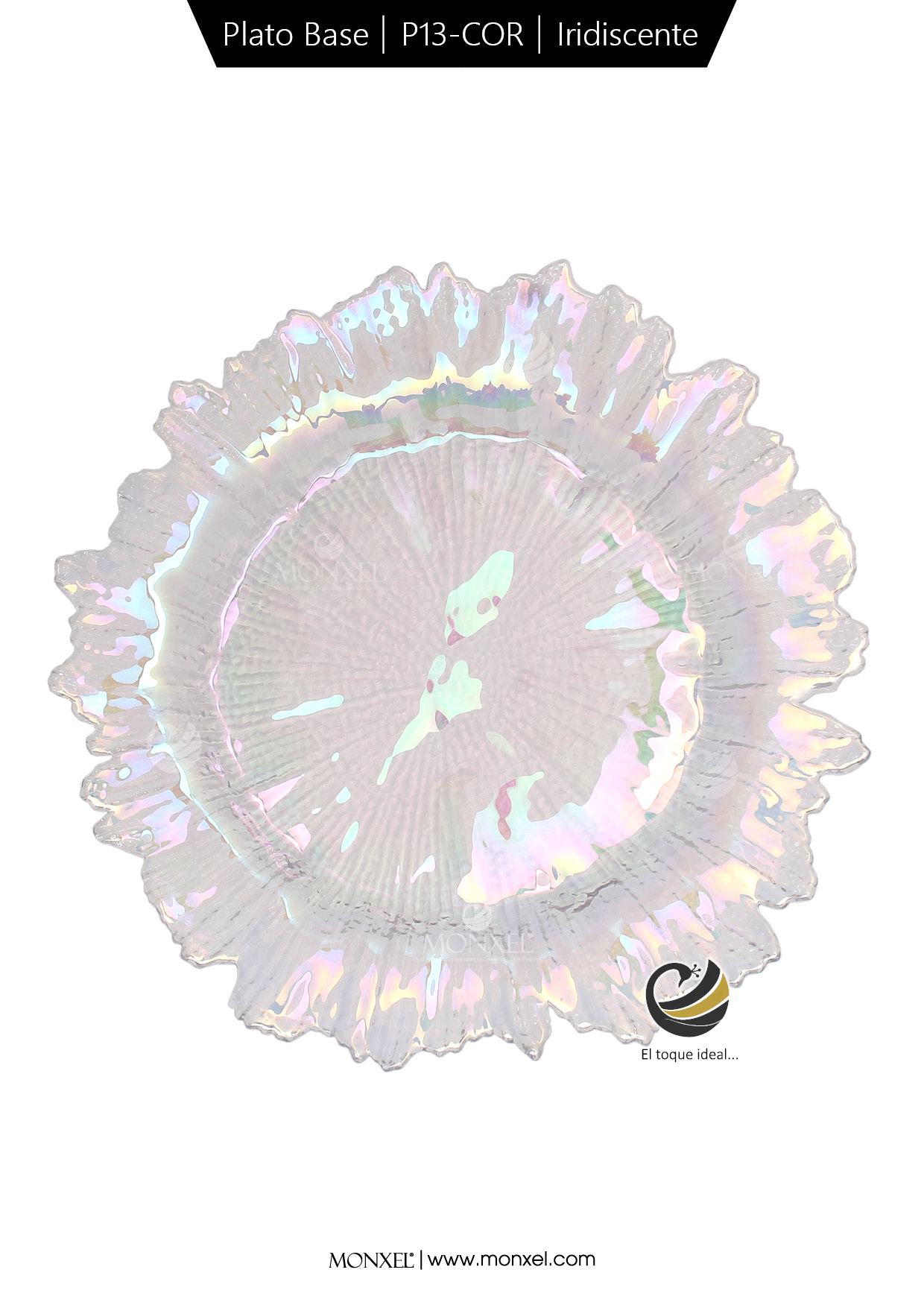 Plato Base P13-COR Iridiscente 33cm (Cristal)
