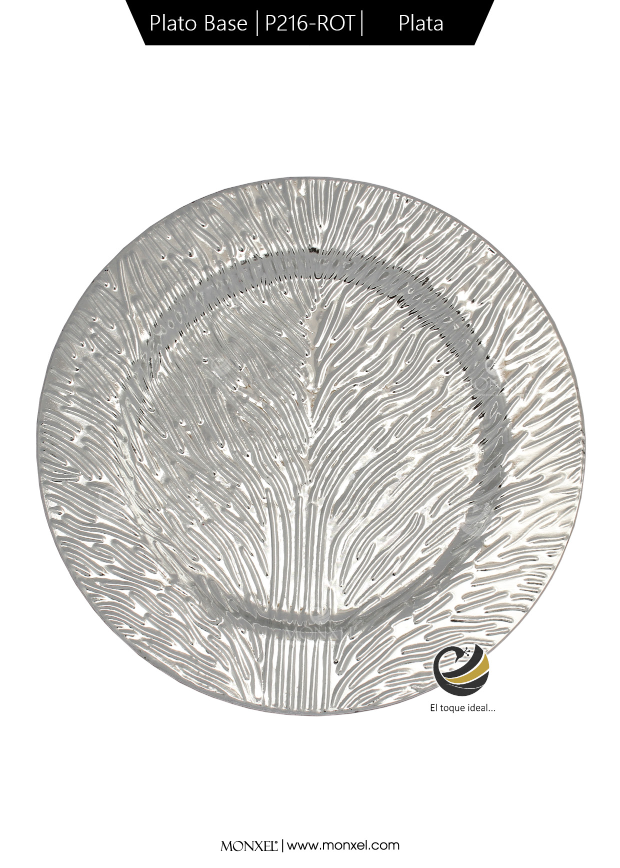 Plato Base P216-ROT Plata 33 cm. (Polipropileno)