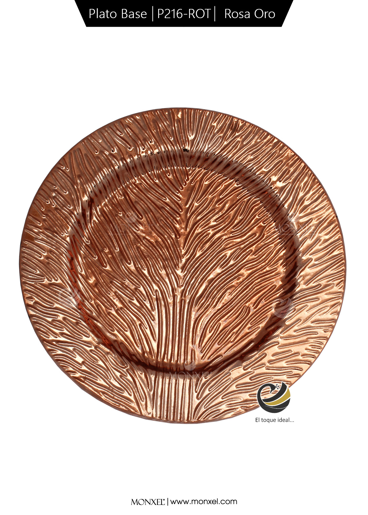 Plato Base P216-ROT Rosa Oro 33 cm. (Polipropileno)