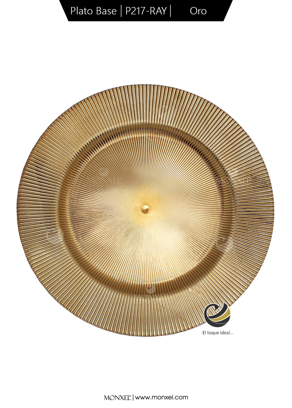 Plato Base P217-RAY Oro 33 cm. (Polipropileno)