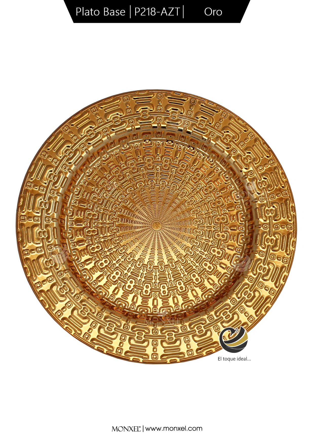 Plato Base P218-AZT Oro 33 cm. (Polipropileno)