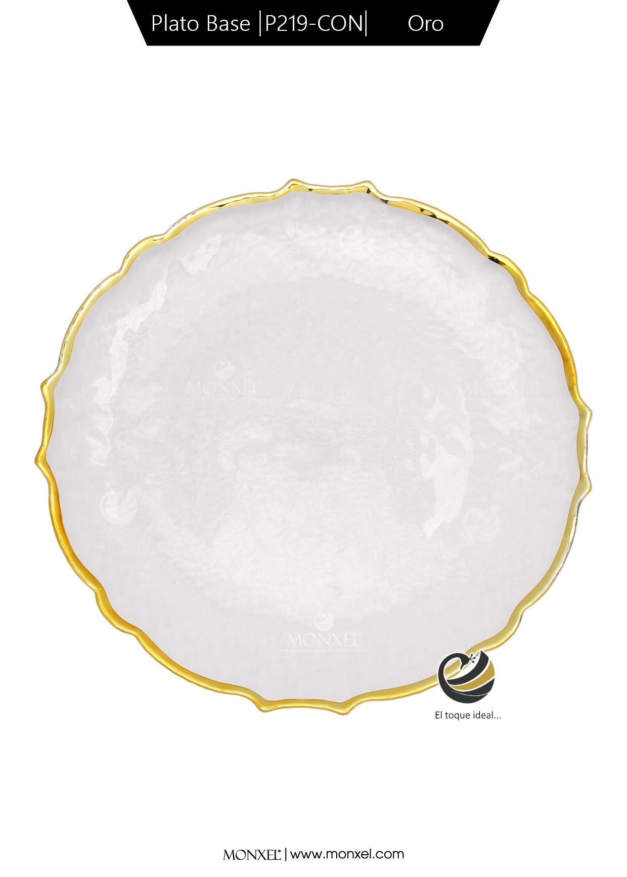 Plato Base P219-CON Oro 33cm (Cristal)