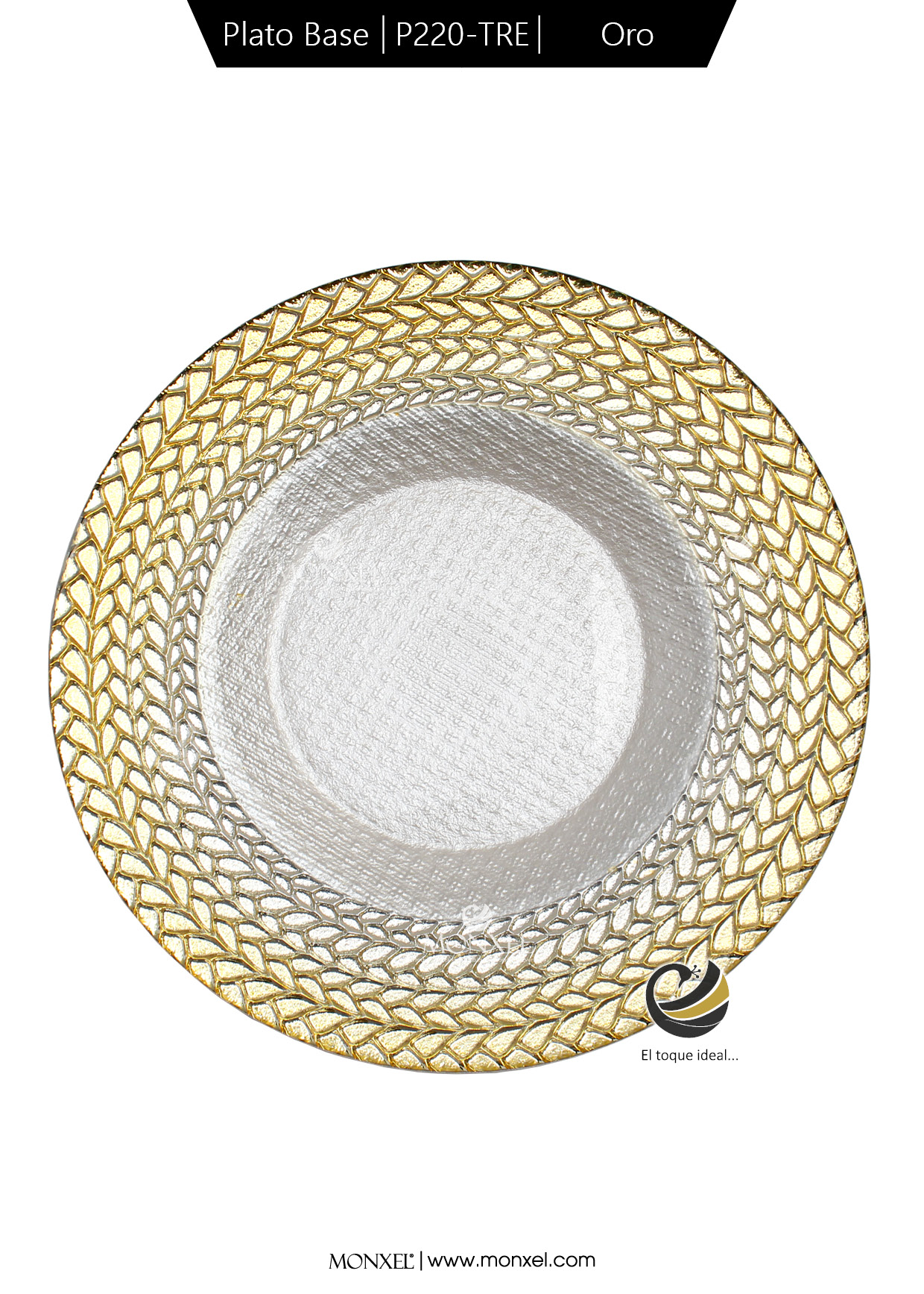 Plato Base P220-TRE Oro 33cm (Cristal)