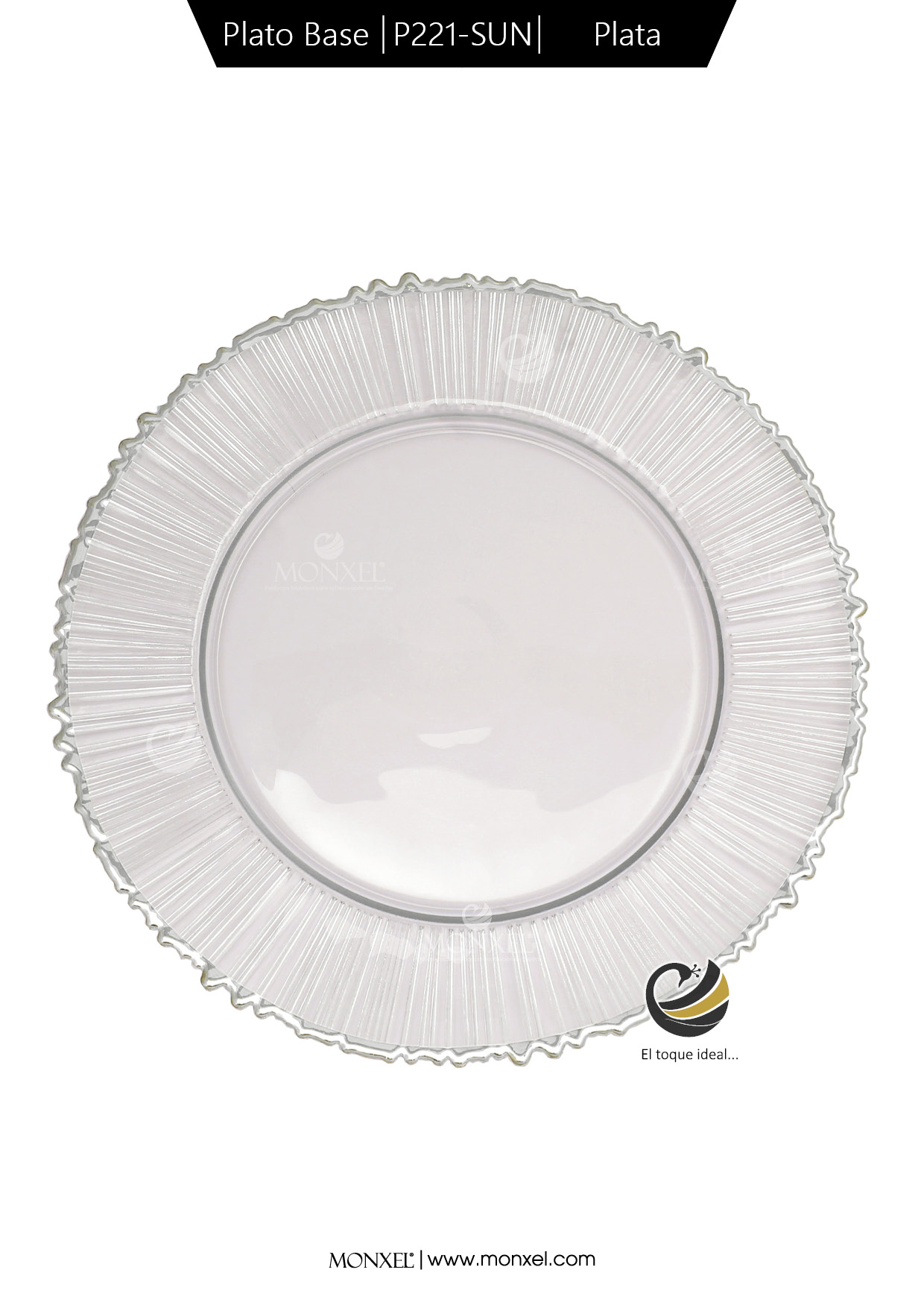 Plato Base P221-SUN Plata 33cm (Cristal)