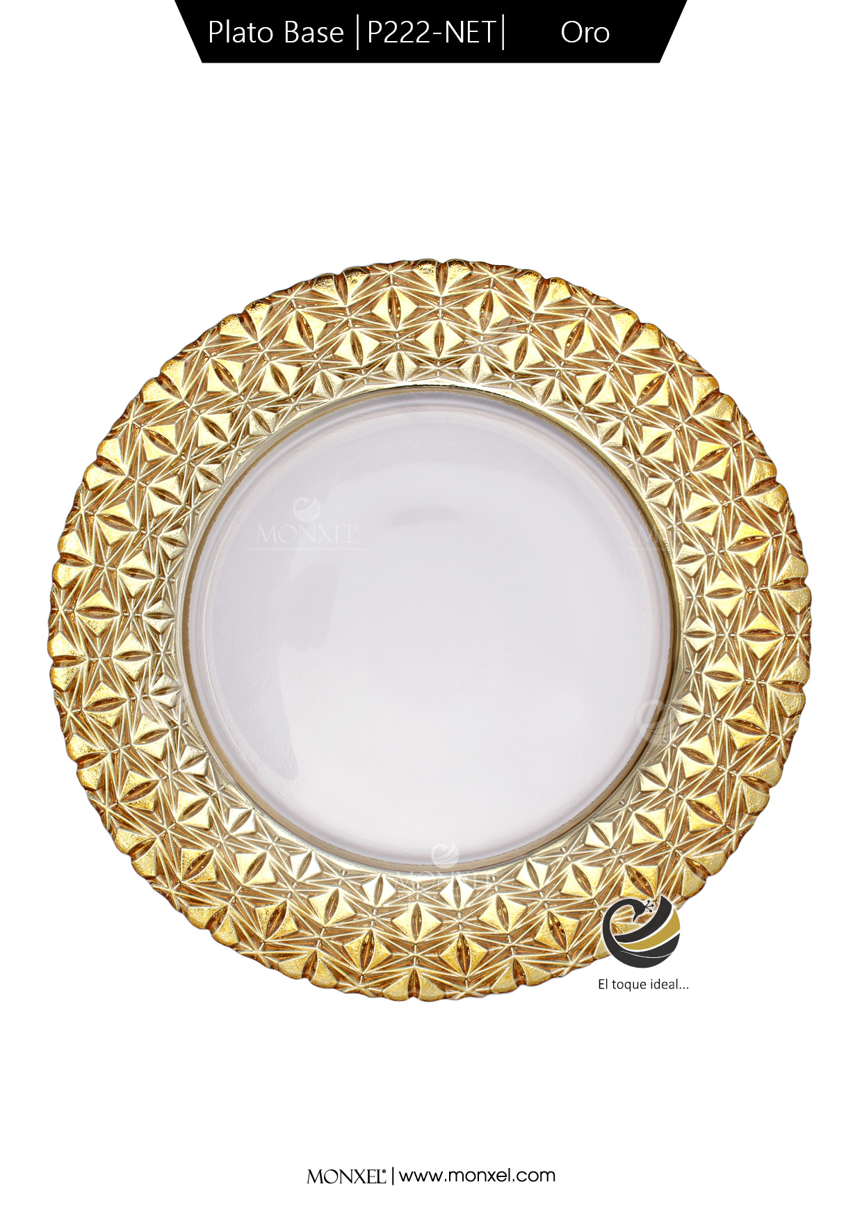 Plato Base P222-NET Oro 33cm (Cristal)
