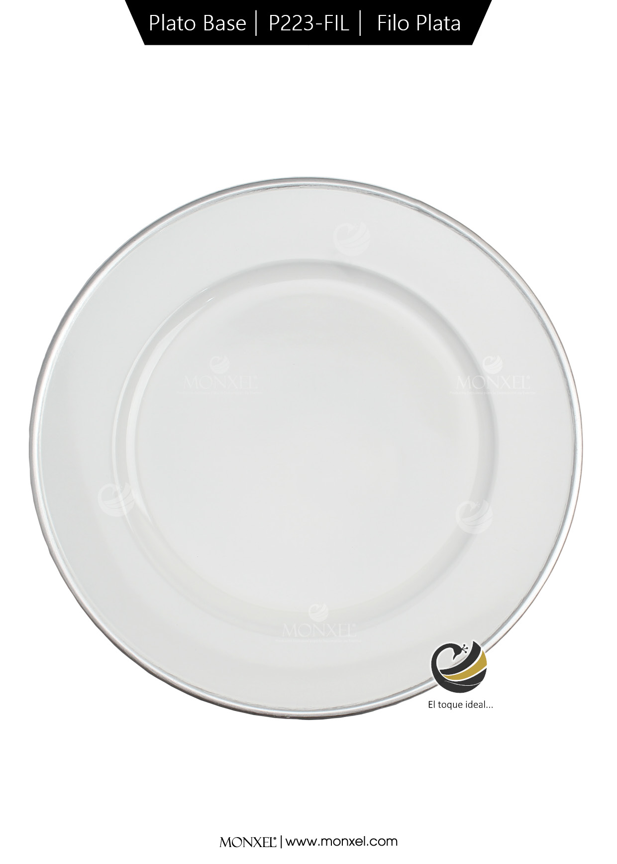 Plato Base P223-FIL Filo Plata 33 cm. (Polipropileno)