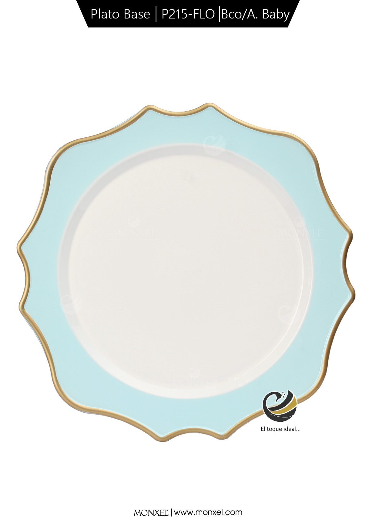 Plato Base P215-FLO Bco/A. Baby 33 cm. (Polipropileno)