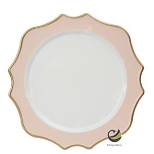Plato Base P215-FLO Bco/Blush 33 cm. (Polipropileno)