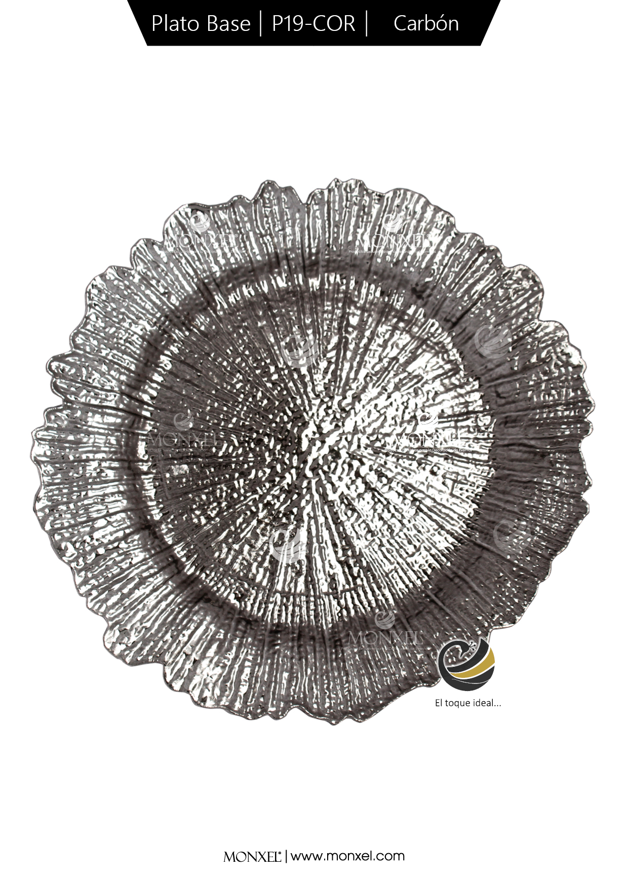 Plato Base P19-COR Carbón 33 cm. (Polipropileno)