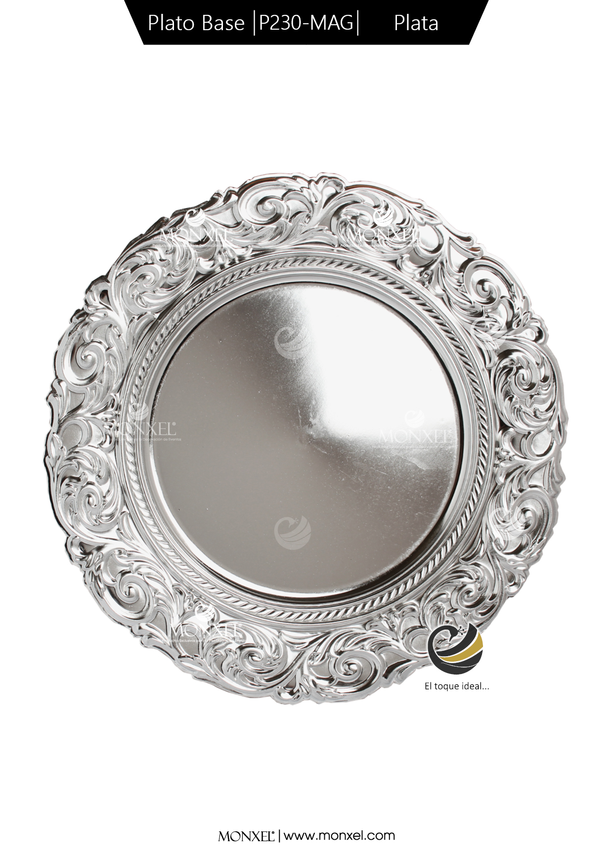 Plato Base P230-MAG Plata 33 cm. (Polipropileno)