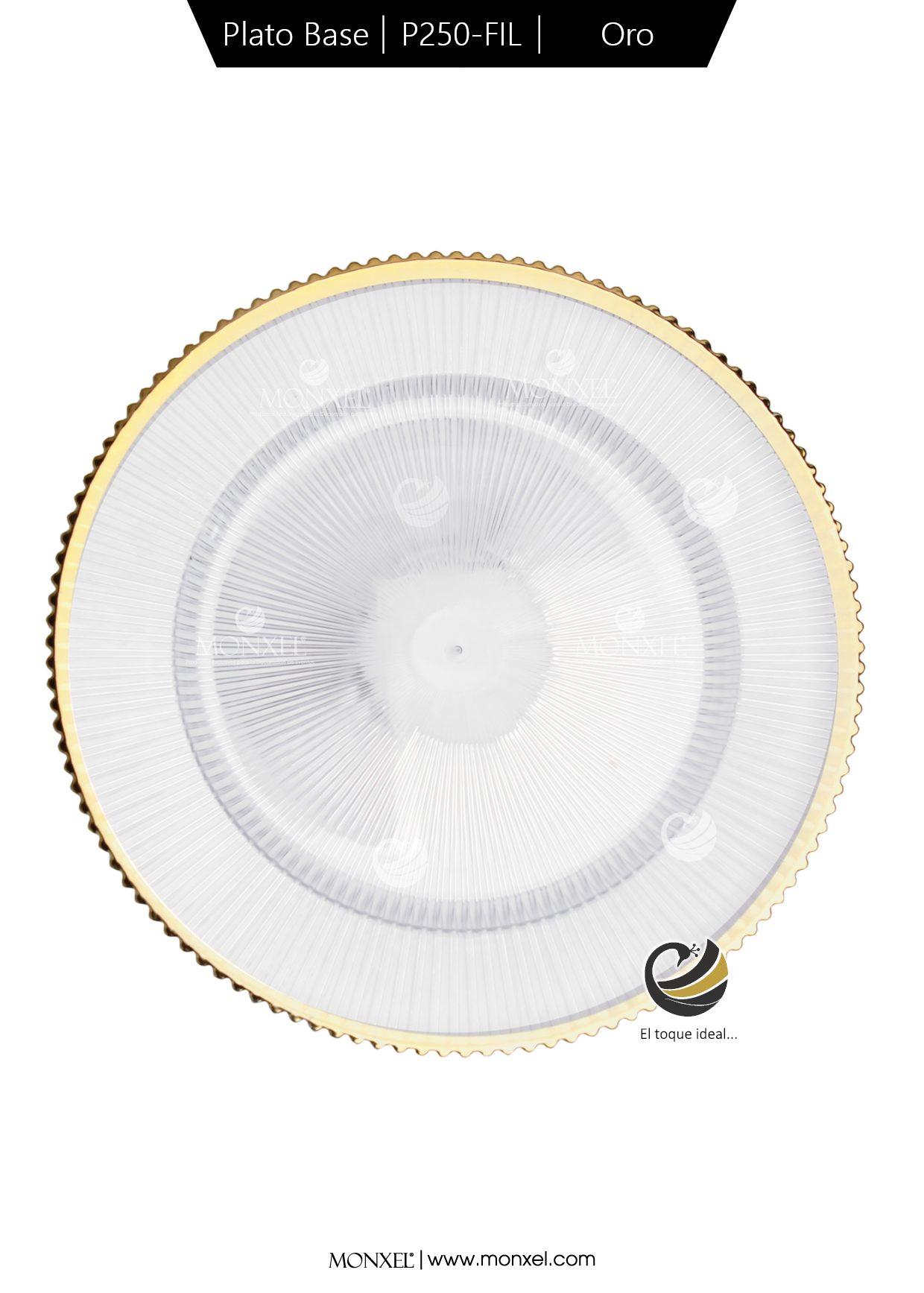Plato Base P250-FIL Oro 33 cm. (Acrílico)