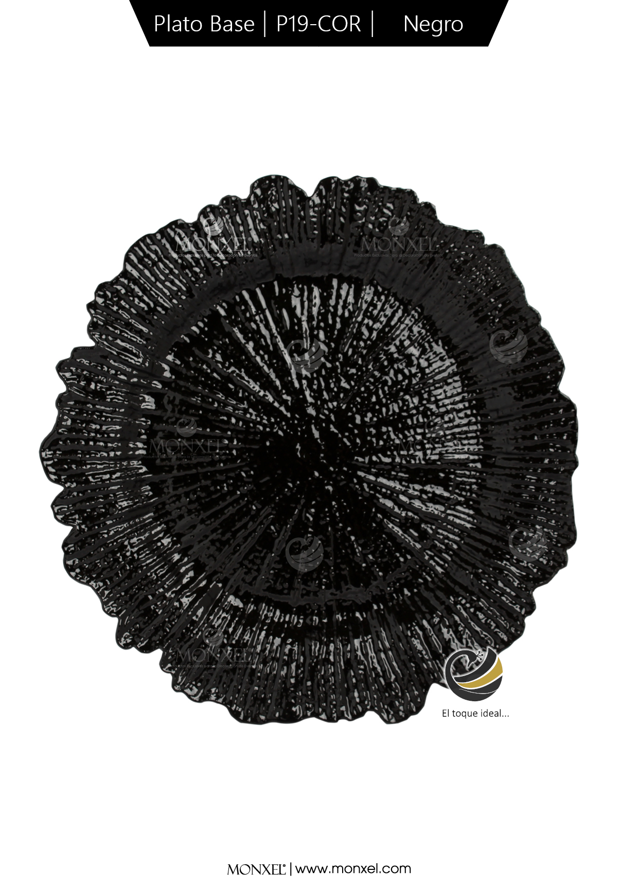 Plato Base P19-COR Negro 33 cm. (Polipropileno)