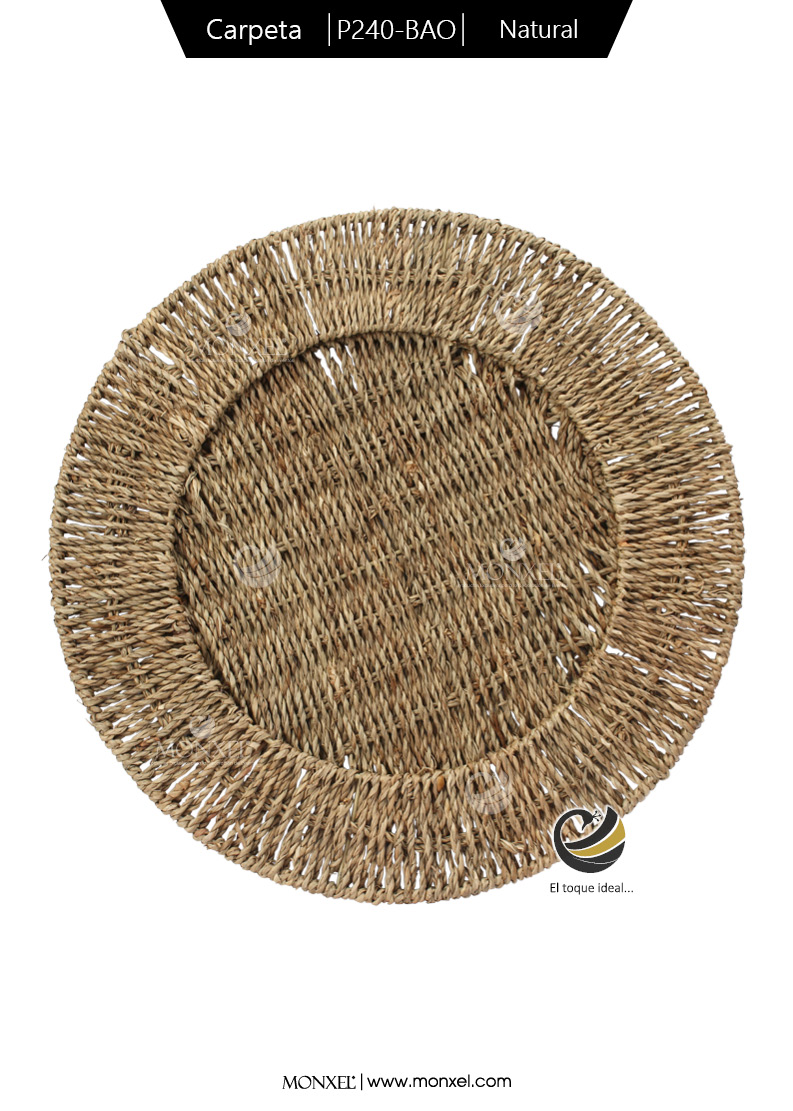 Carpeta (Plato Base) P240-BAU Natural 35 cm. (Hierba Marina/Acero)