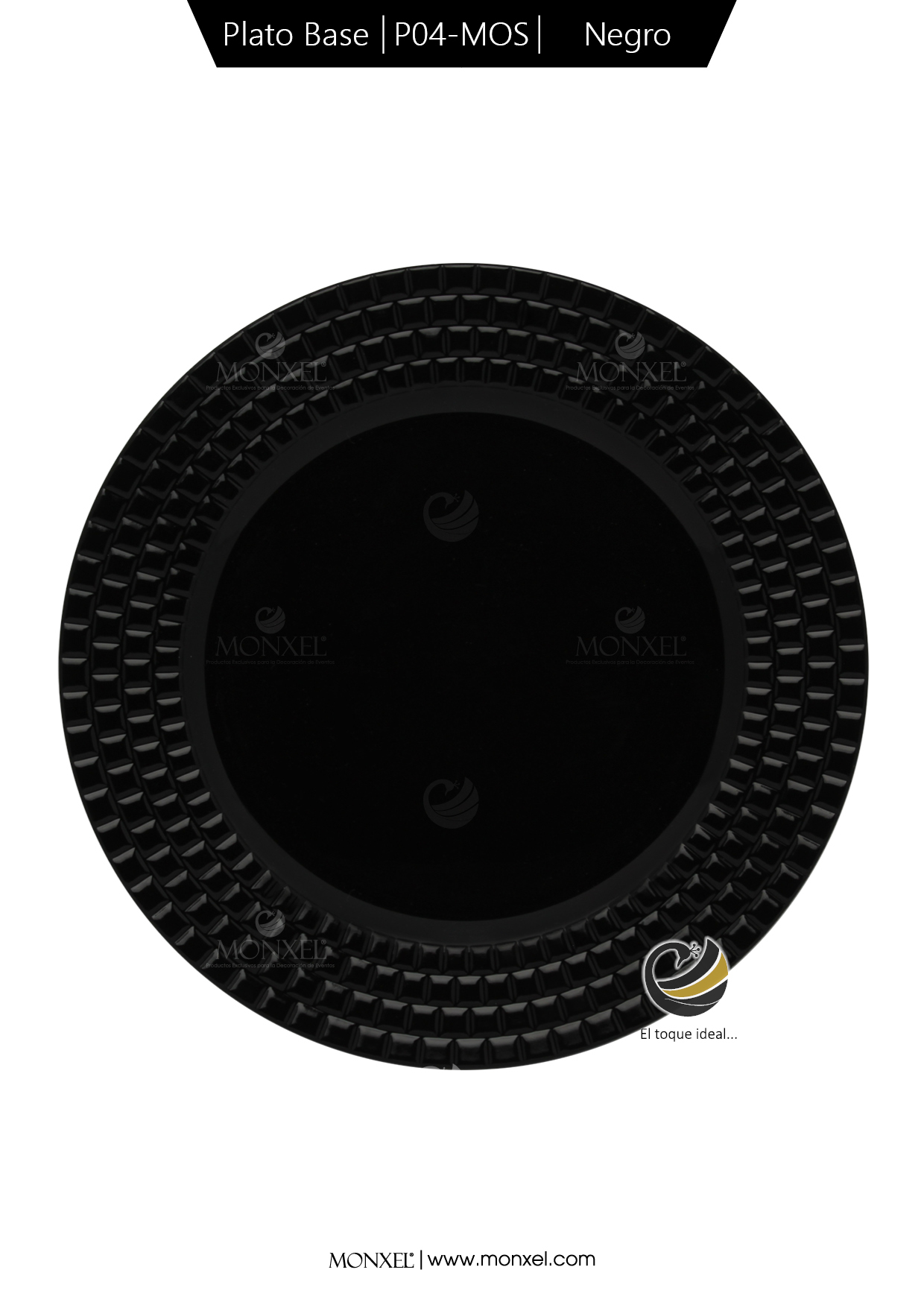 Plato Base P04-MOS Negro 33 cm. (Polipropileno)