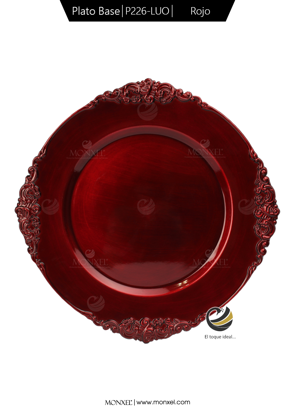 Plato Base P226-LUO Rojo 33 cm. (Polipropileno)