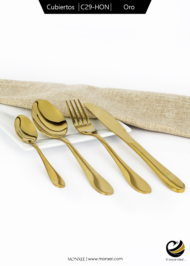 Cubiertos C29-HON Oro Set 4pz (Acero Inoxidable)