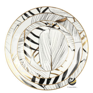Vajilla D33-LEA Negro/Oro (Porcelana)