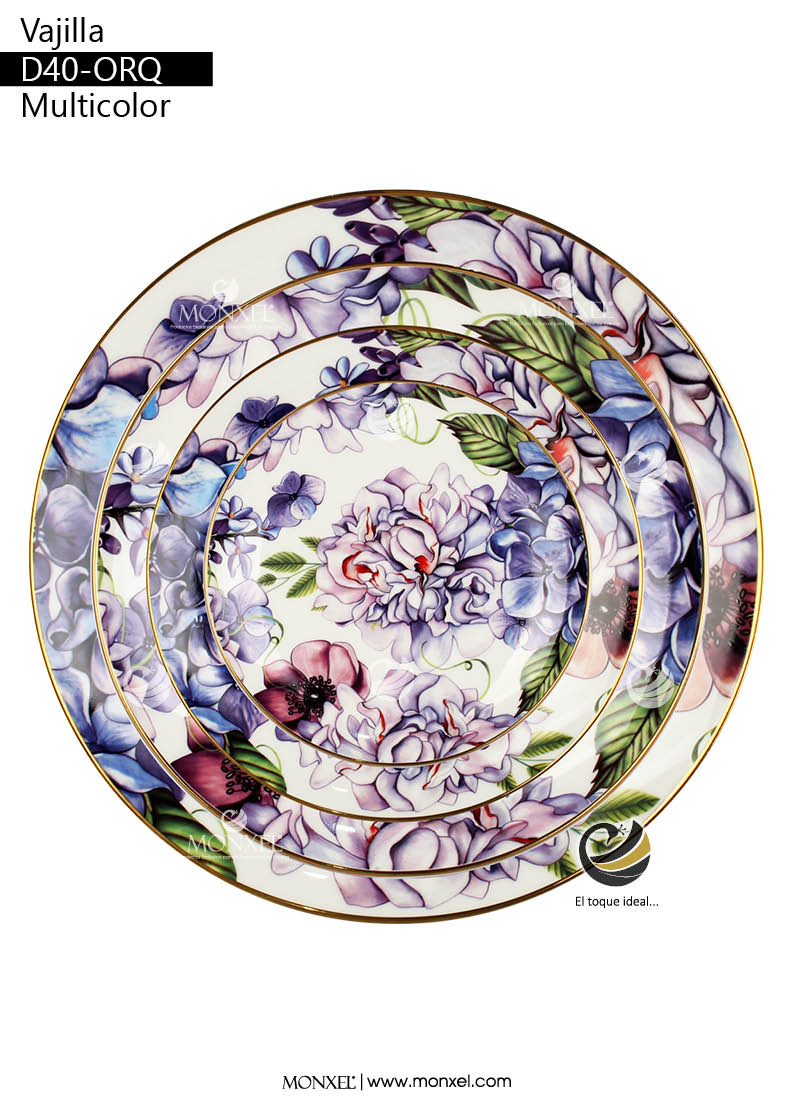 Vajilla D40-ORQ Multicolor (Porcelana)