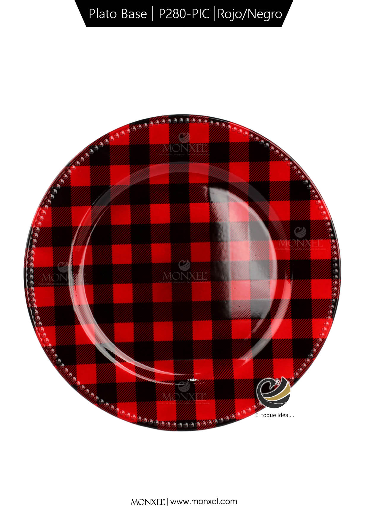 Plato Base P280-PIC Rojo/Negro 33 cm. (Polipropileno)