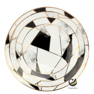 Vajilla D43-MOS Blanco/Negro (Porcelana)