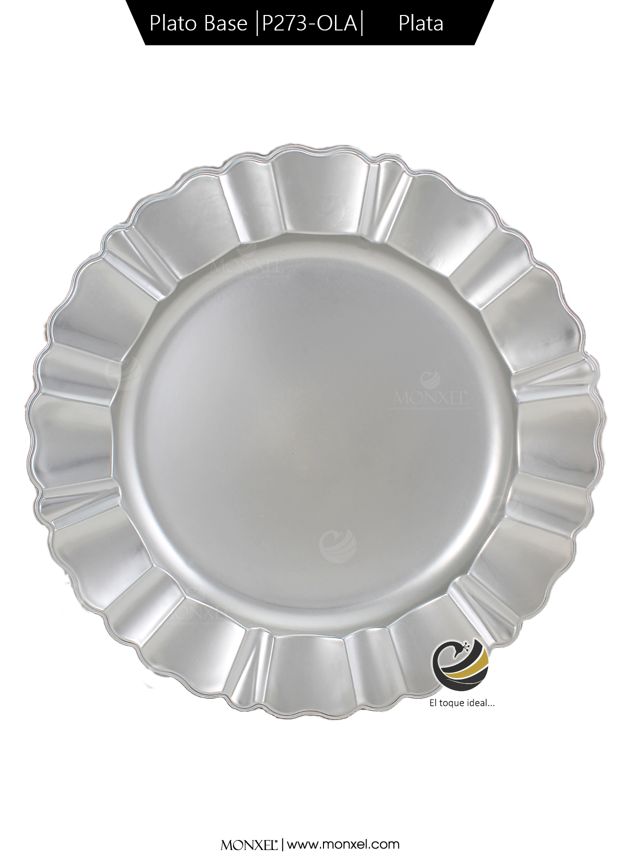 Plato Base P273-OLA Plata 33 cm. (Polipropileno)