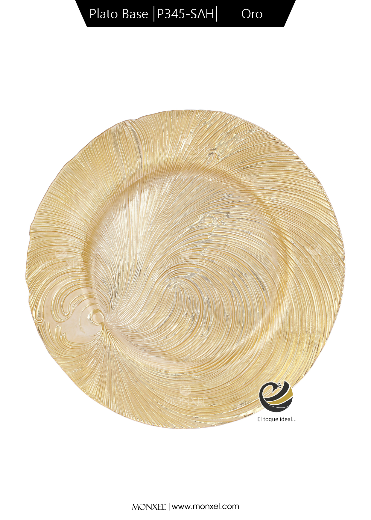 Plato Base P345-SAH Oro 33cm (Cristal)