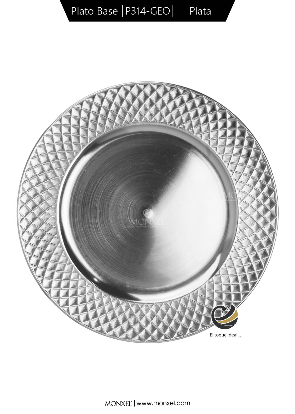 Plato Base P314-GEO Plata 33 cm. (Polipropileno)